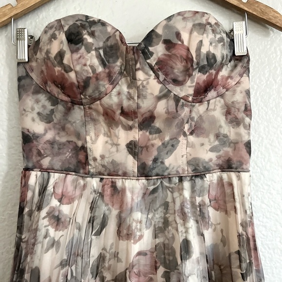 Most Beautiful Day Ivory Multi Floral Print Organza Maxi Dress - Picture 7 of 9